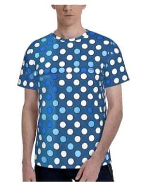 ZHAOLQ - Camiseta de verano para hombre, diseño de lunares azules, transpirable, suave, de manga corta, informal