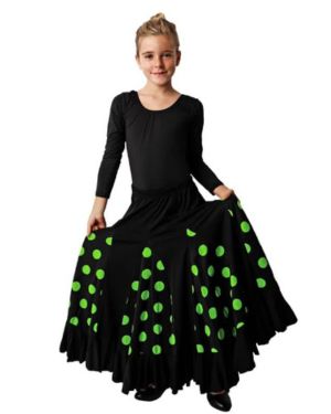 Costumizate! Falda de Flamenco para niñas. Flada con un Volante y Lunares con Colores a Elegir.