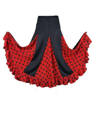 Falda de ballet flamenco negra roja con lunares