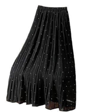 Falda larga plisada de lunares de cintura alta para mujer, cintura elástica, falda larga vintage