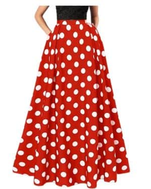 Falda larga vintage con lunares para mujer, falda larga fluida en línea A, estilo retro, cintura alta, falda elegante