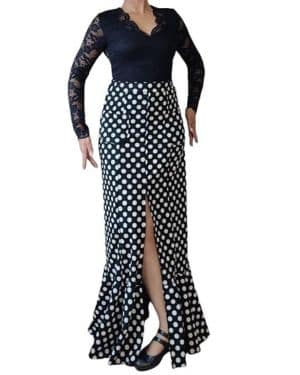 Genérico Falda Flamenca de Lunares, con Raja y Bolsillos Delanteros