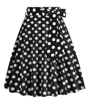 Odizli Falda para mujer, largo hasta la rodilla, elegante, estilo vintage de los años 50, falda plisada con cinturón