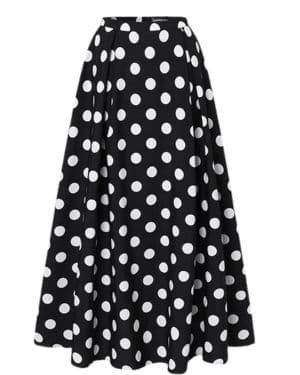 Trajes de verano con falda larga de lunares para mujer, acampanada, estilo retro, cintura alta, elegante