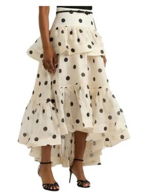 Wuitrie Falda larga de lunares para mujer, falda plisada de moda para primavera y verano, con volantes