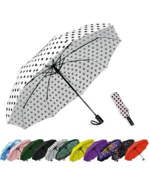 SIEPASA Paraguas compacto de viaje resistente al viento, paraguas automático para lluvia, paraguas pequeño portátil
