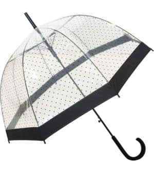 SMATI Paraguas Largo Transparente con Lunares Negros en Forma de Campana y su apuerta automatica