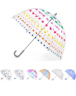 by Totes - Paraguas de burbujas transparente para niños con mango de fácil agarre, Diseño de lunares, Kids - 38