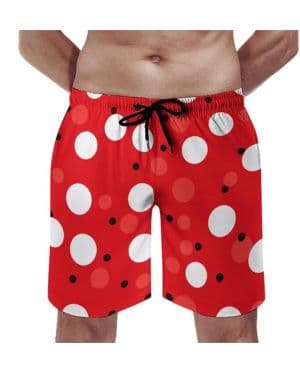 Bañador de Hombre con Lunares Rojos y Blancos, de Secado rápido, con Forro de Malla, Divertido