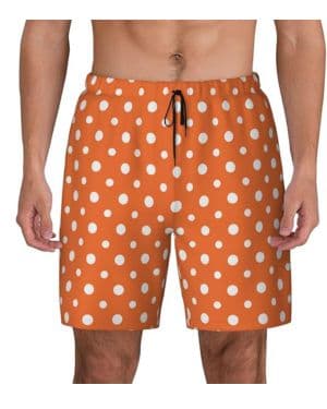 Bañador para Hombre Lunares Naranjas Y Whites Cortos Shorts De Natación Moderno