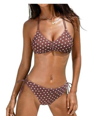 CUPSHE Conjunto de Bikini Reversible Lace Up Laderal Traje de Baño de Dos Piezas