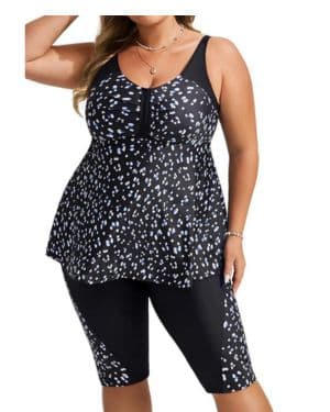 Hanna Nikole Tankini para mujer de gran tamaño para el abdomen, traje de baño push up, tankini de dos piezas
