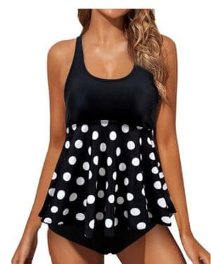 JFAN Bañadores Mujer 2 Piezas Tankini Cuello Redondo Conjunto de Bikini Top y Bottom