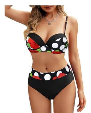 Rayson Bikini Mujer Push up Estampado Cintura Alta con Relleno Bañadores Mujer 2 Piezas Sexy