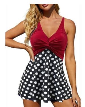 Rayson Tankini Mujer en V Hálter Bañador Falda Moda Traje de Baño Clásico de Cintura Alta