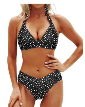 Yonique Traje de baño de Dos Piezas para Mujer, Bikini Push up, Traje de baño Halter Vintage